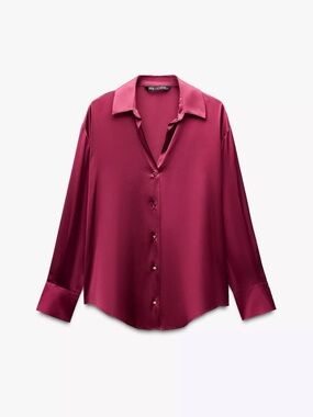 Zara Satin Effect Blouse in Maroon